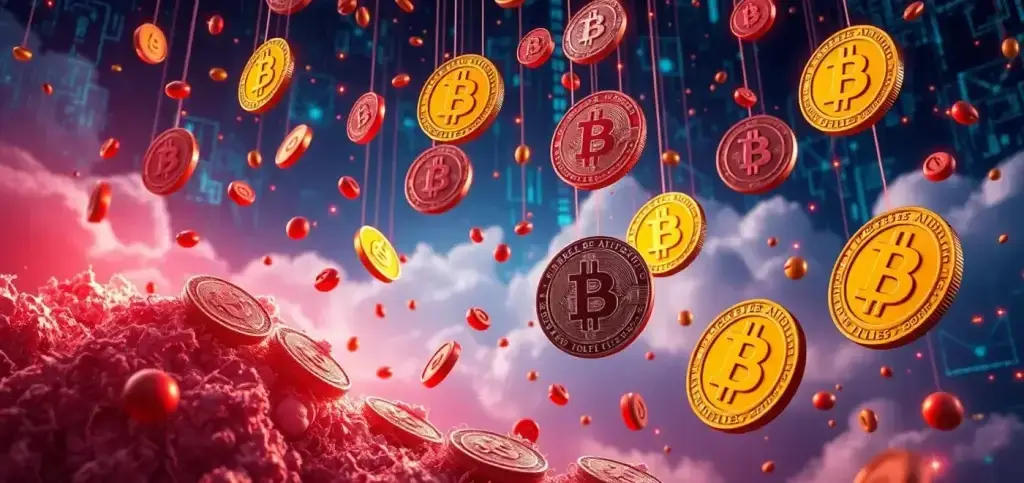 Une illustration détaillée démontrant le concept des airdrops dans les crypto-monnaies, mettant en évidence l