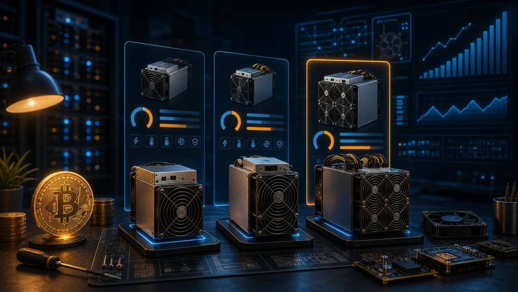 ASIC mining hardware comparison by efficiency and hashrate