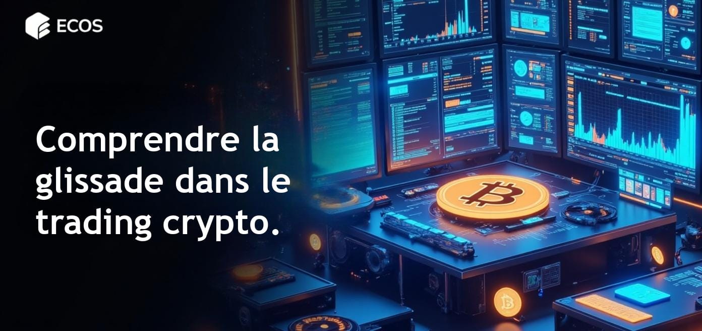 Illustration claire des impacts de la glissade dans le trading de cryptomonnaies avec éléments visuels pertinents.