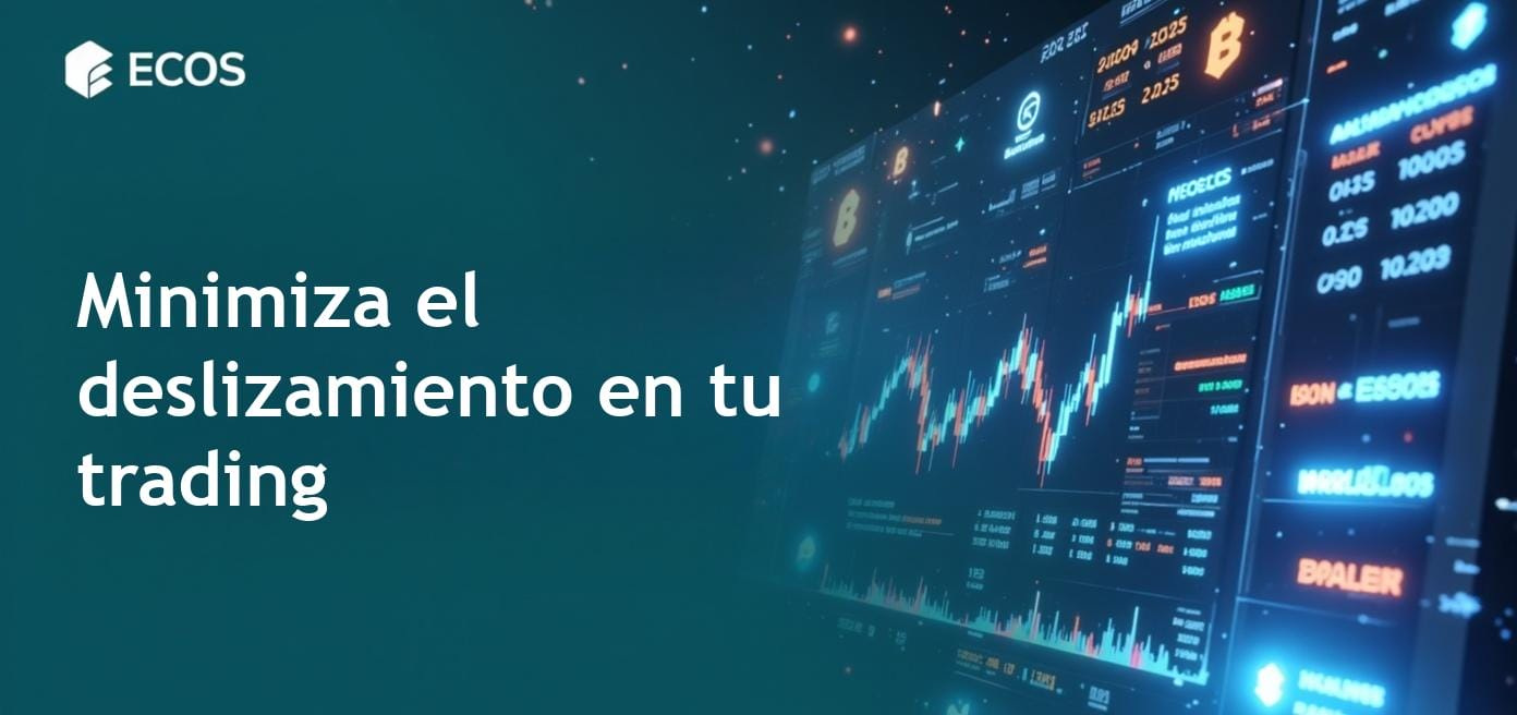 Una infografía que ilustra el deslizamiento en el comercio de criptomonedas, mostrando el impacto en los precios, tarifas de transacción y efectos de baja liquidez.