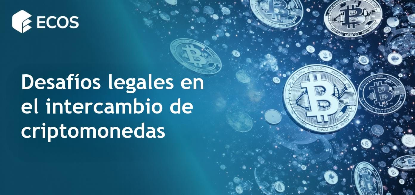 Representación compleja de documentos legales con símbolos de criptomonedas, reflejando las demandas y regulaciones de la SEC que afectan a los intercambios.