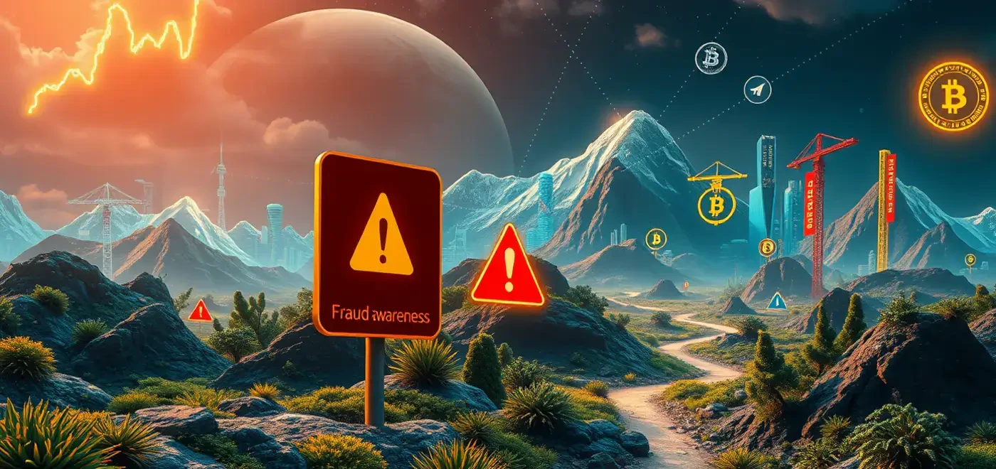 Graphical representation of cryptocurrency market risks, highlighting rug pulls and investor protection strategies. Elements include caution signs and charts.
