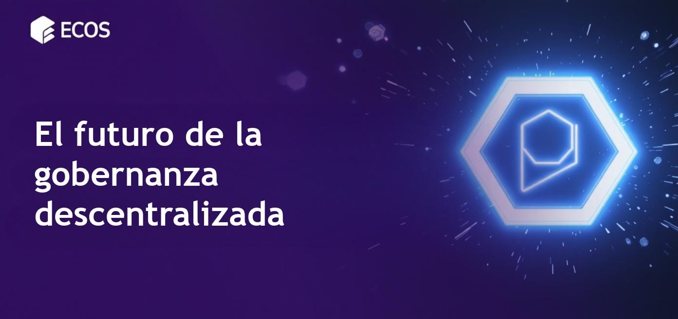 Representación visual de la gobernanza descentralizada con una comunidad diversa participando en procesos de votación y toma de decisiones.