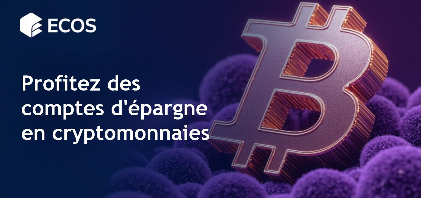 Illustration d'un compte d'épargne crypto avec un logo Bitcoin sur un fond numérique