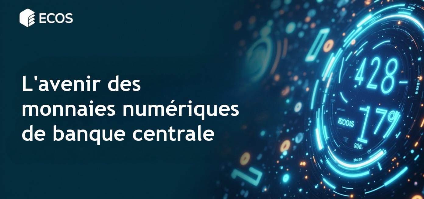Représentation visuelle des monnaies numériques de banque centrale avec des symboles de devises numériques comme le CBDC et le yuan numérique dans un monde financier digital.