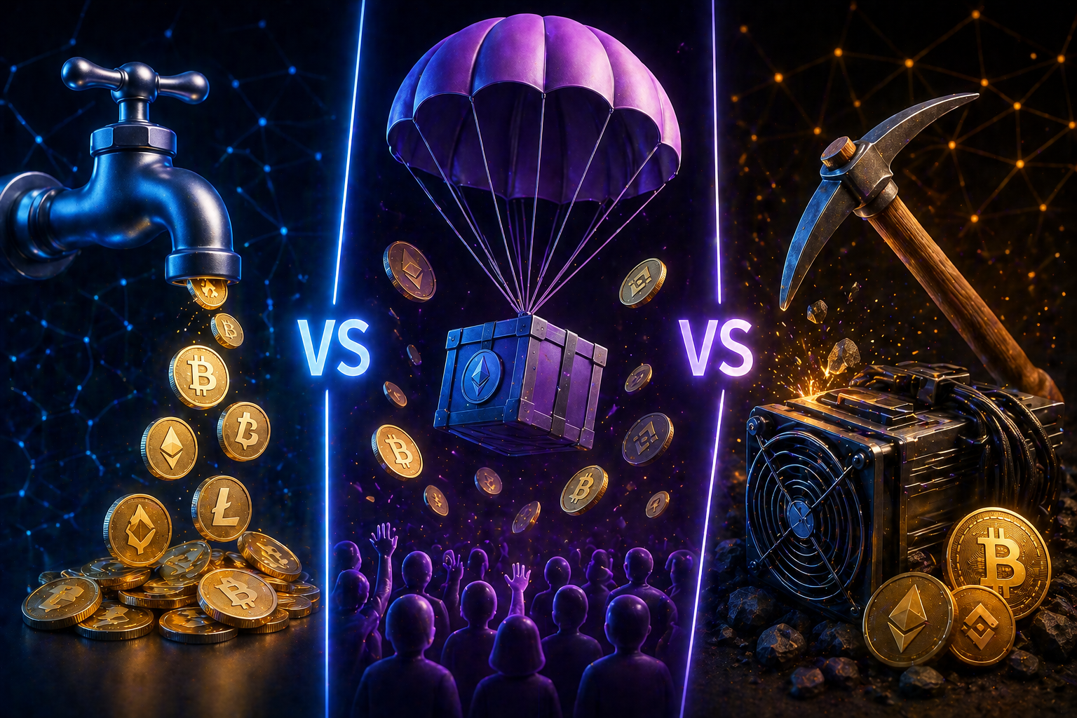 Crypto Faucets vs Airdrops et Minage