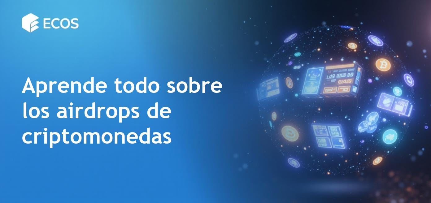 Una ilustración detallada que demuestra el concepto de airdrops en criptomoneda, destacando la elegibilidad de tokens y los mecanismos de seguridad de wallets.