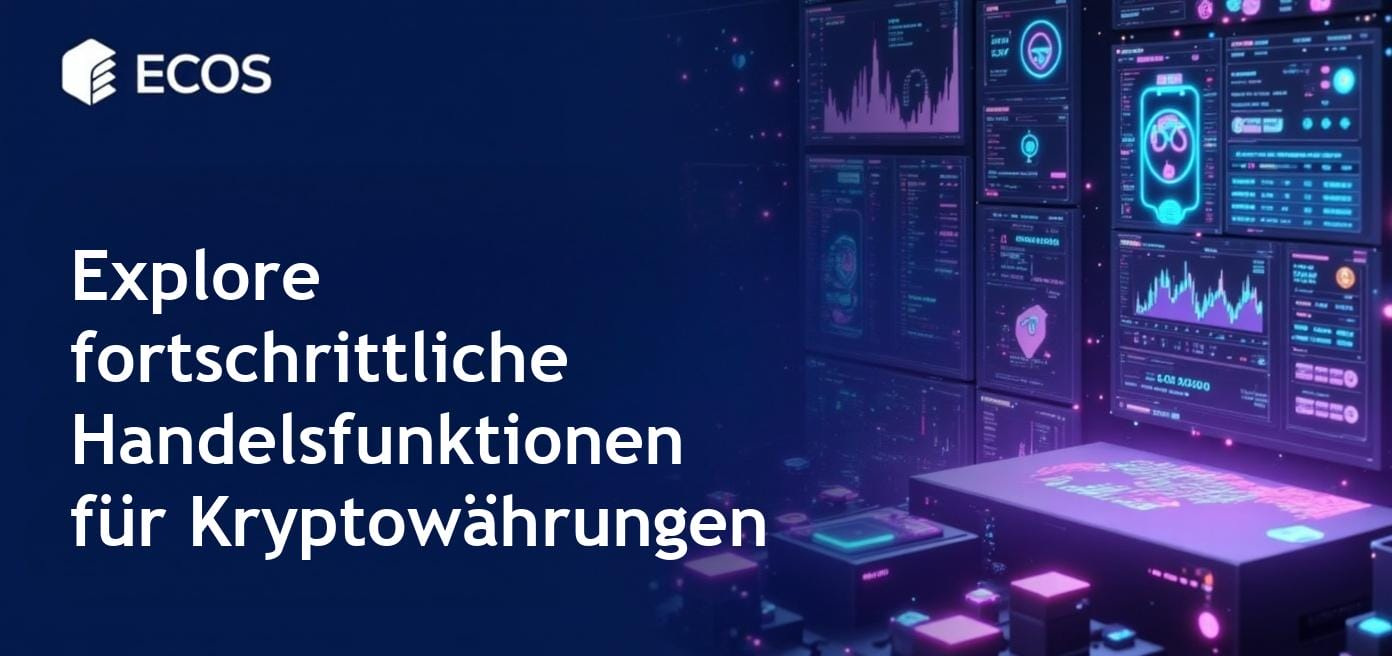 Ein komplexes Handelsinterface, das fortschrittliche Diagramme und verschiedene Auftragsarten für Kryptowährungen zeigt, ideal für professionelle Handelswerkzeuge.