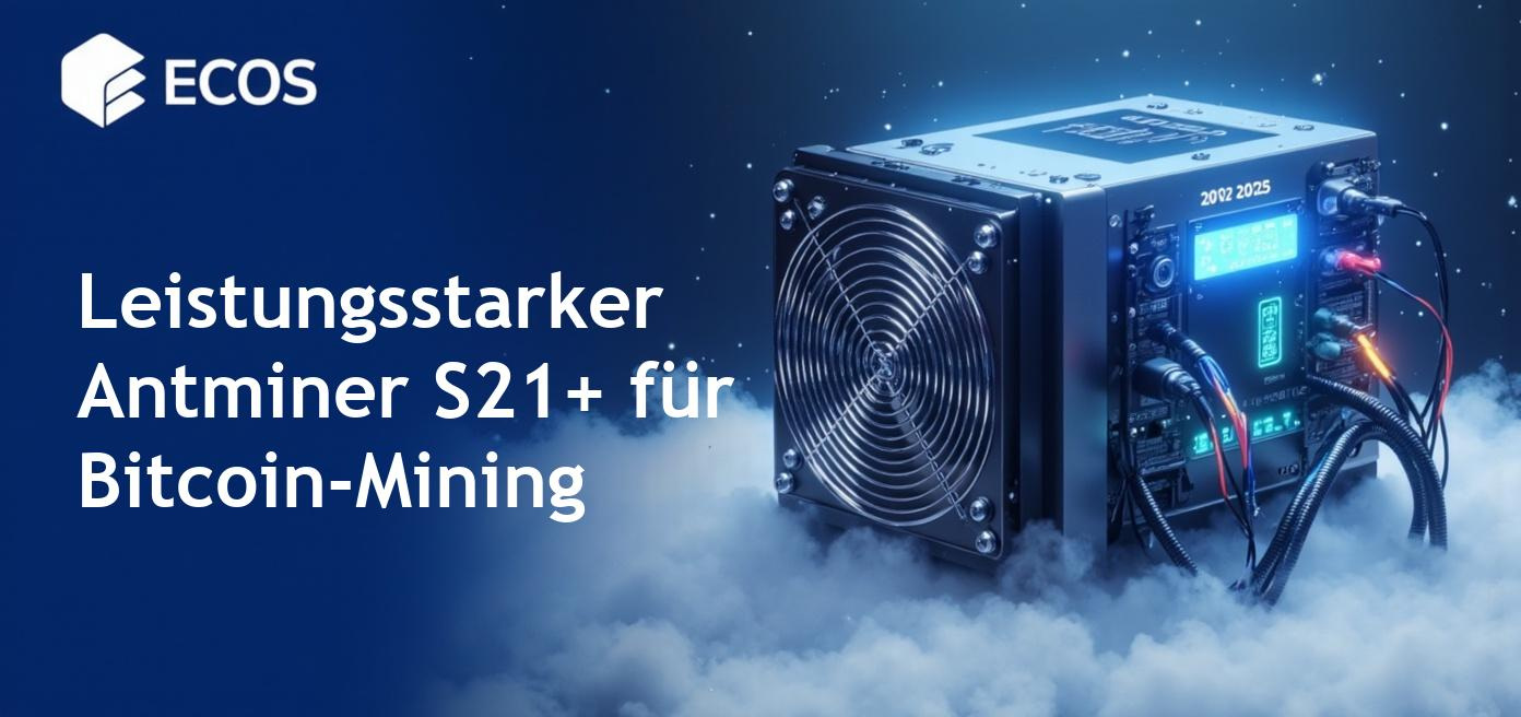 Antminer S21+ 216 TH/s ASIC Miner bei Arbeit mit fortschrittlicher Kühltechnologie.