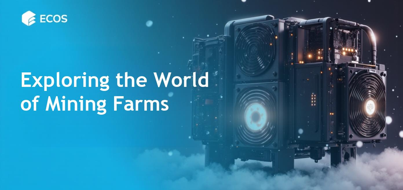 A modern mining farm with GPU and ASIC setups, showcasing powerful mining rigs and a vibrant, technological environment.