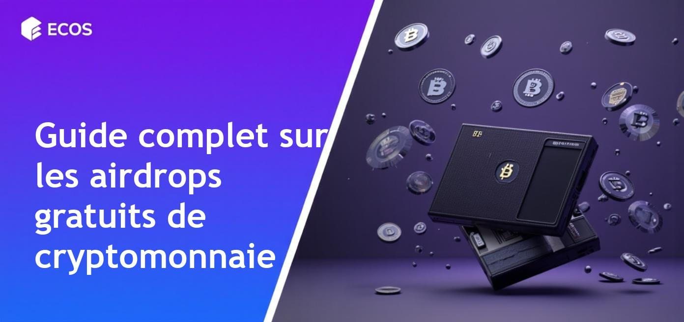 Une illustration détaillée démontrant le concept des airdrops dans la cryptomonnaie, mettant en lumière l'éligibilité des jetons et les mécanismes de sécurité des portefeuilles.
