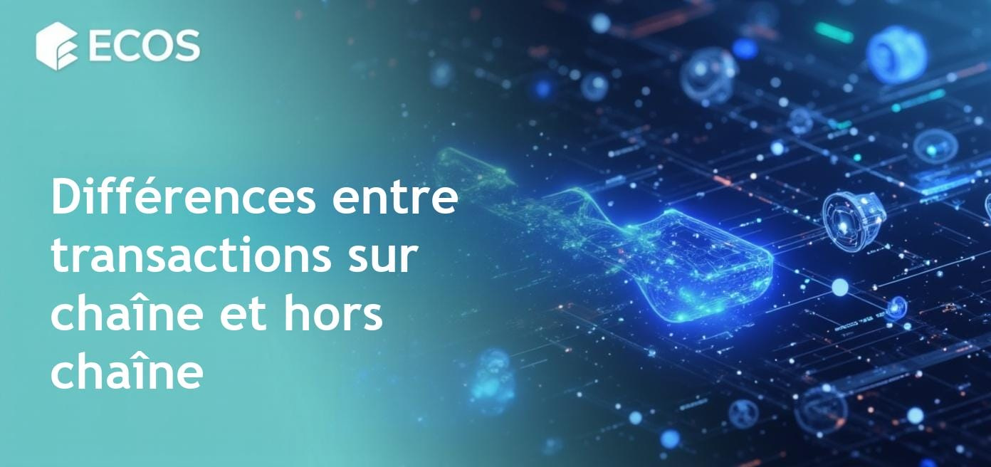 Image de comparaison illustrant les transactions sur chaîne enregistrées sur un grand livre blockchain par rapport aux transactions hors chaîne gérées en garde.