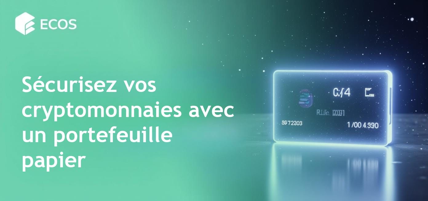 Un portefeuille papier pour la crypto-monnaie, montrant les clés privées et publiques, offrant une sécurité optimale