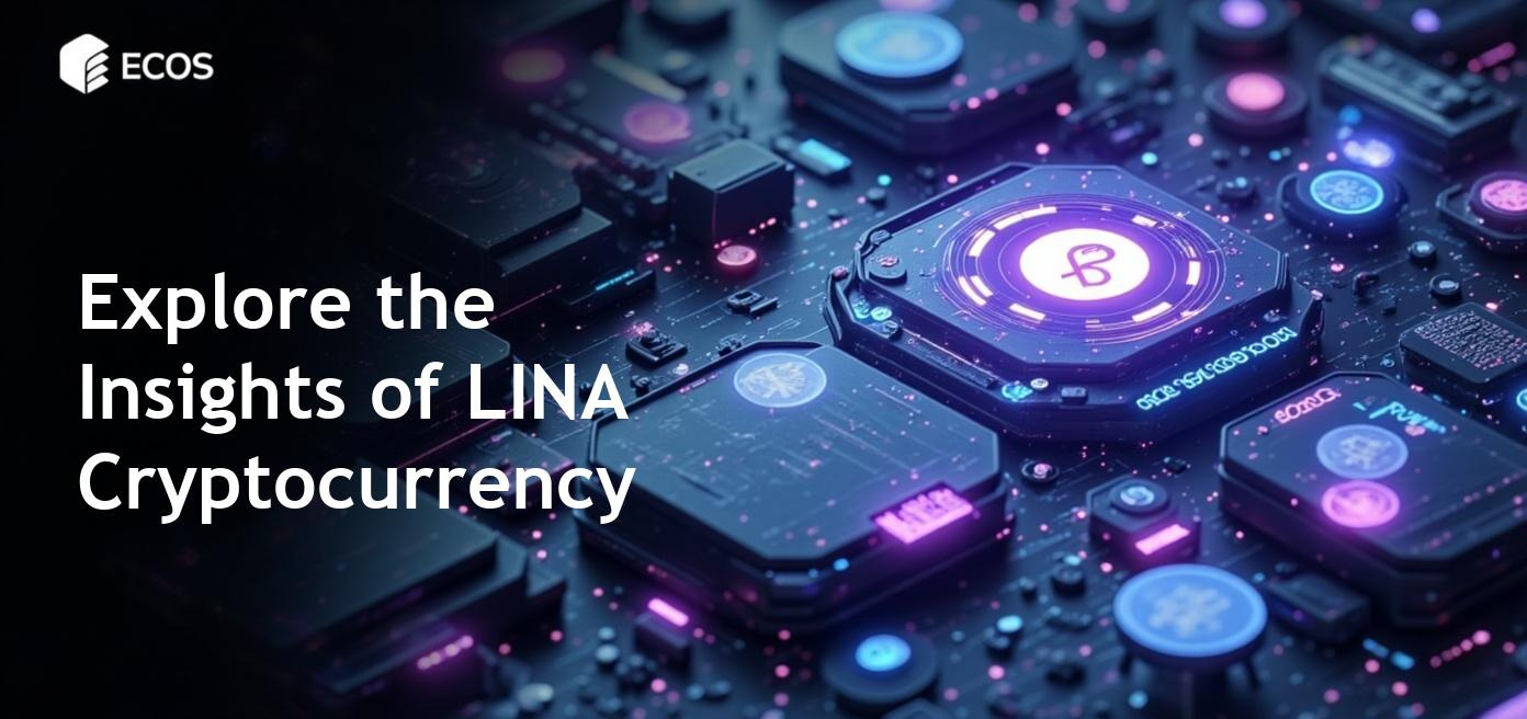 LINA cryptocurrency logo and digital finance theme illustration
