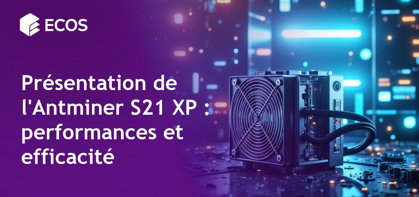 Vue détaillée de l'Antminer S21 XP, un des plus nouveaux mineurs de Bitcoin.
