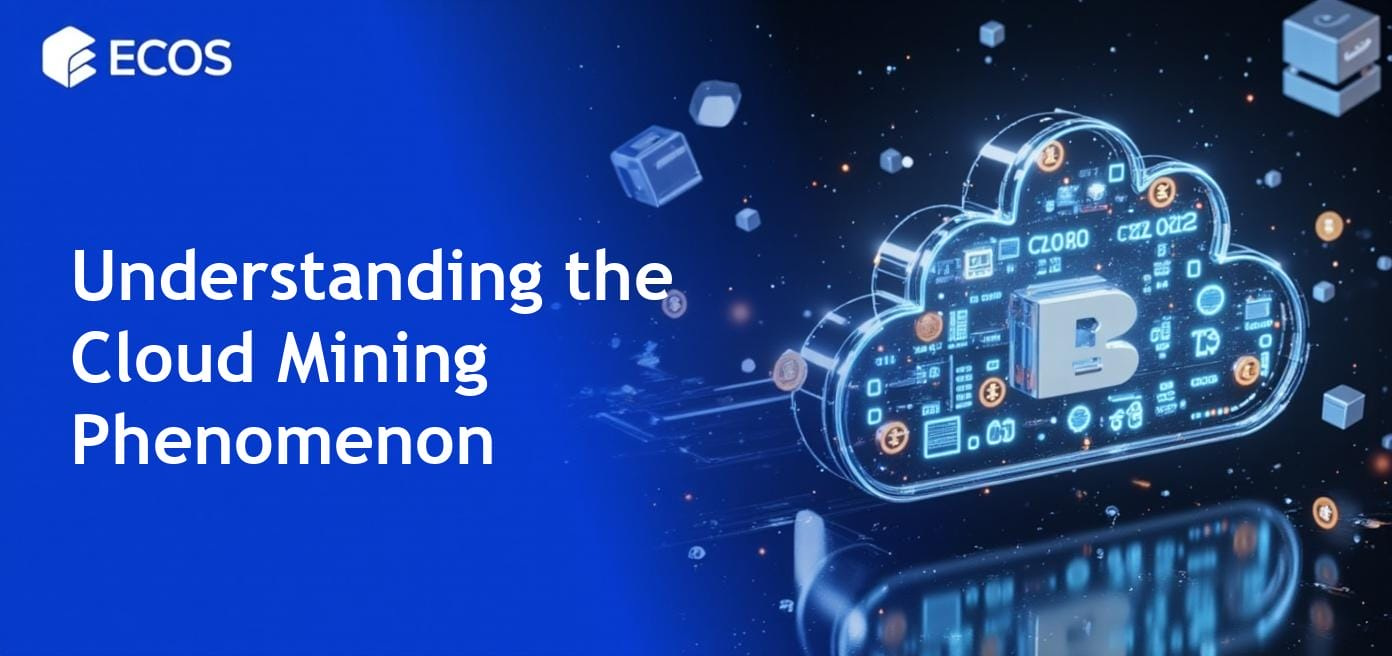 An overview of cloud mining processes and key aspects, showcasing different cloud mining services and cryptocurrency mining operations.