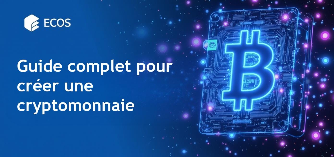 Les étapes clés pour créer une cryptomonnaie, illustrées par des graphiques et des diagrammes.
