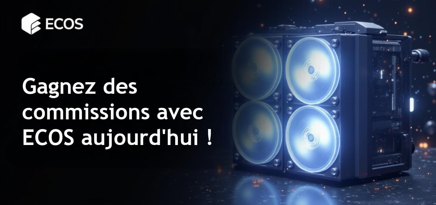 Programme d'affiliation ECOS pour le minage en cloud et les bénéfices générés.