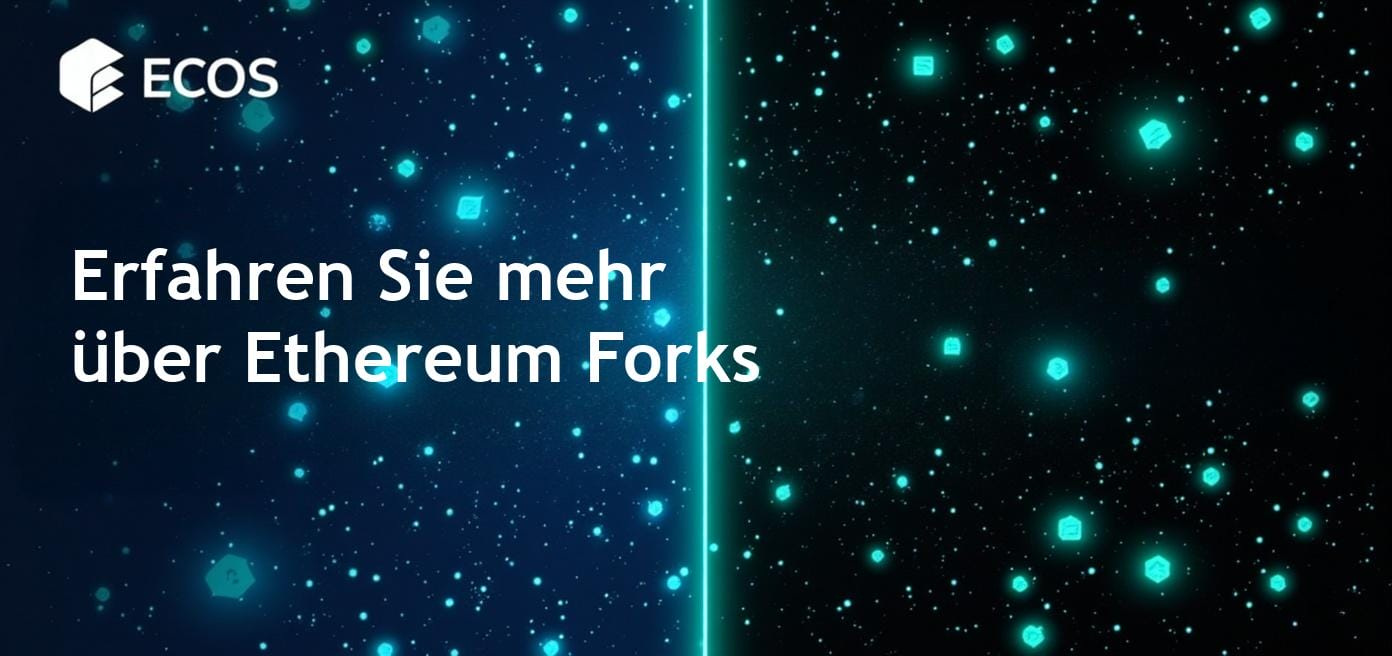 Diagramm einer Blockchain-Gabelung in Ethereum mit Komplikationen und Veränderungen