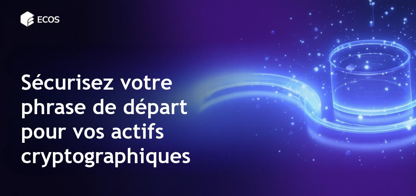 Une image représentant une phrase de départ sécurisée pour la cryptomonnaie, incluant des éléments graphiques relatifs à la sécurité.