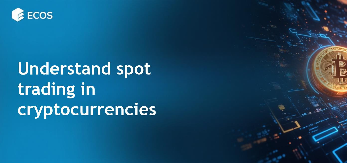 An informative graphic showcasing the basics of spot trading in cryptocurrencies with visuals about exchanges and transactions.