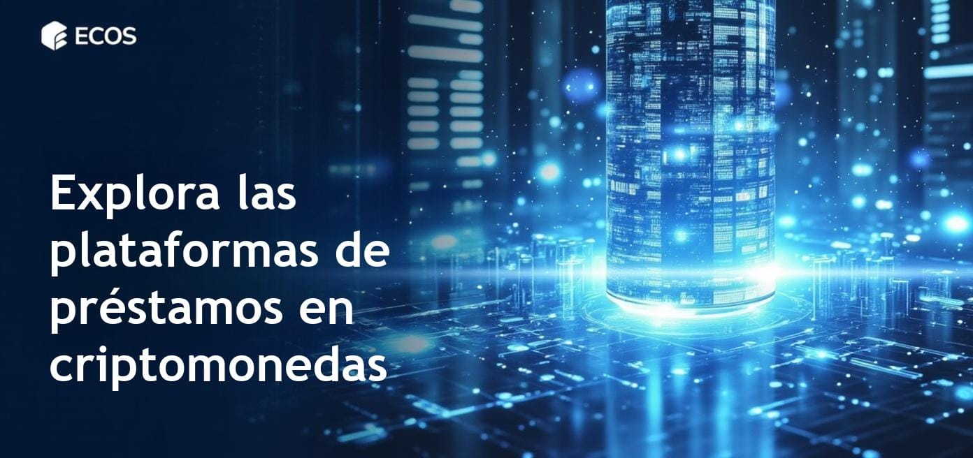 Un individuo analizando gráficos y datos de préstamos de criptomonedas en múltiples pantallas, mostrando el potencial de préstamos y ganancias de intereses en cripto.