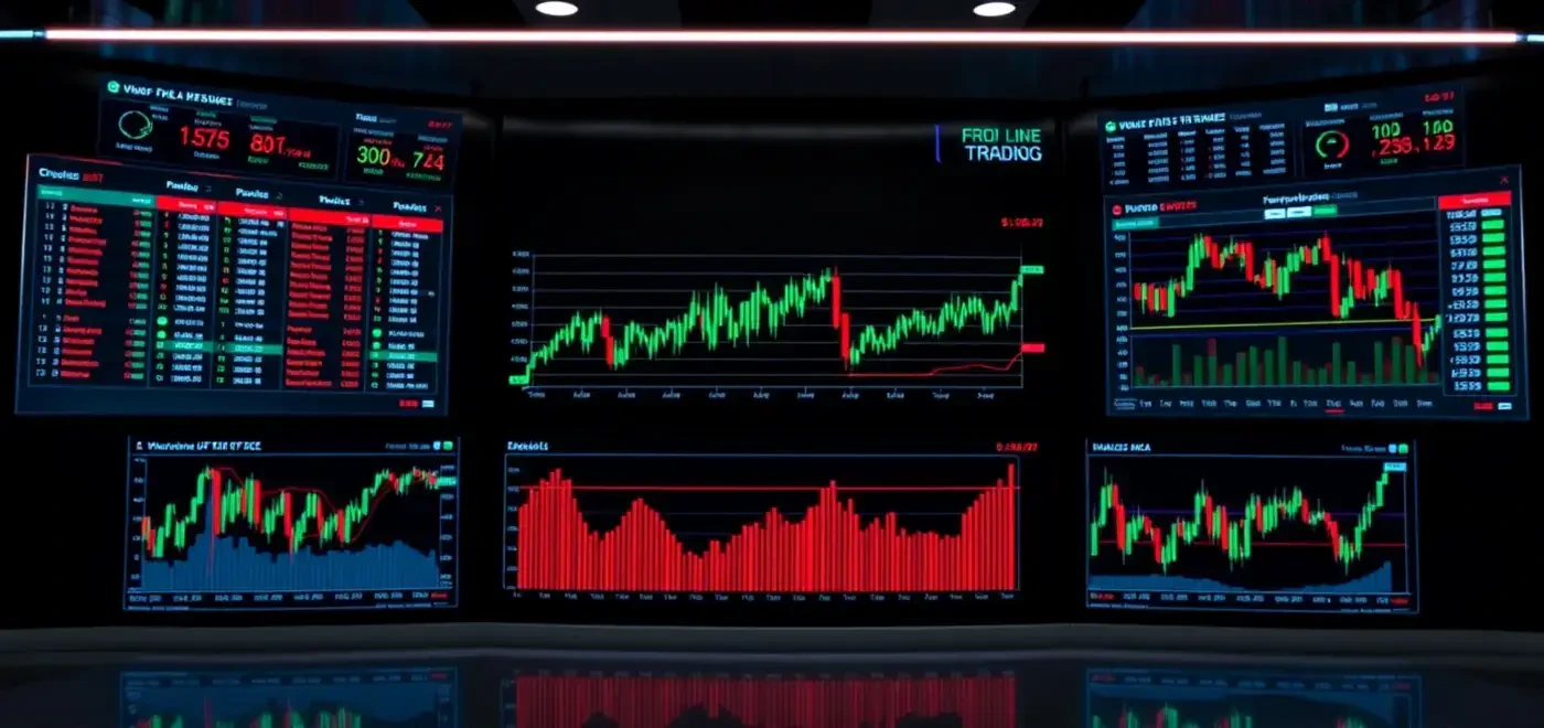 A complex trading interface showcasing advanced charts and various order types for cryptocurrencies, ideal for pro trading tools.