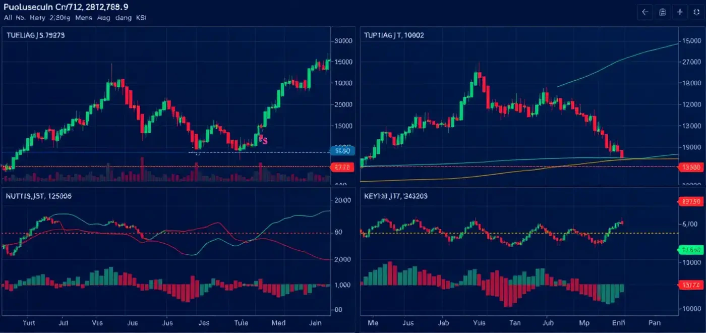 A complex trading interface showcasing advanced charts and various order types for cryptocurrencies, ideal for pro trading tools.