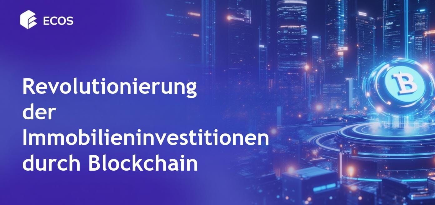 Konzeptionelles Bild zur Immobilien-Tokenisierung mit Immobilien-NFTs und Blockchain-Visualisierungen, die digitale Vermögenswert-Tokens betonen.