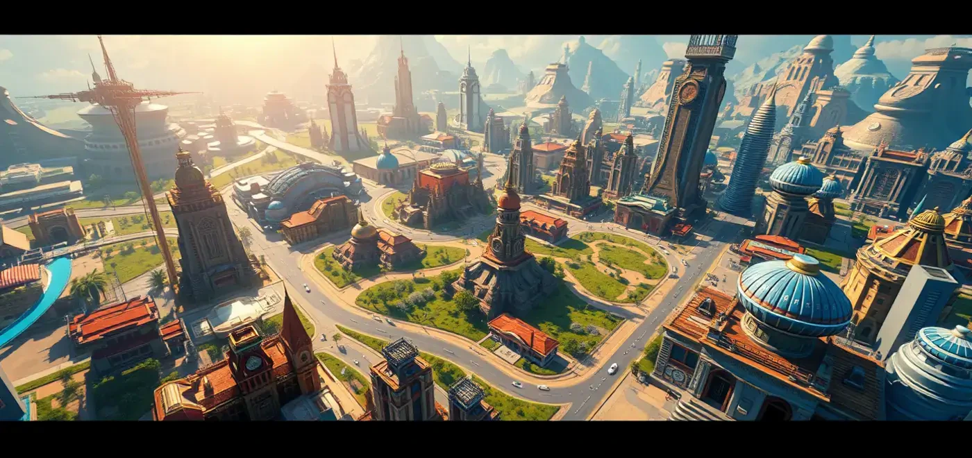 Représentation vibrante des crypto-monnaies du métavers, mettant en avant Sandbox, Mana et des éléments de terre virtuelle dans un paysage numérique.