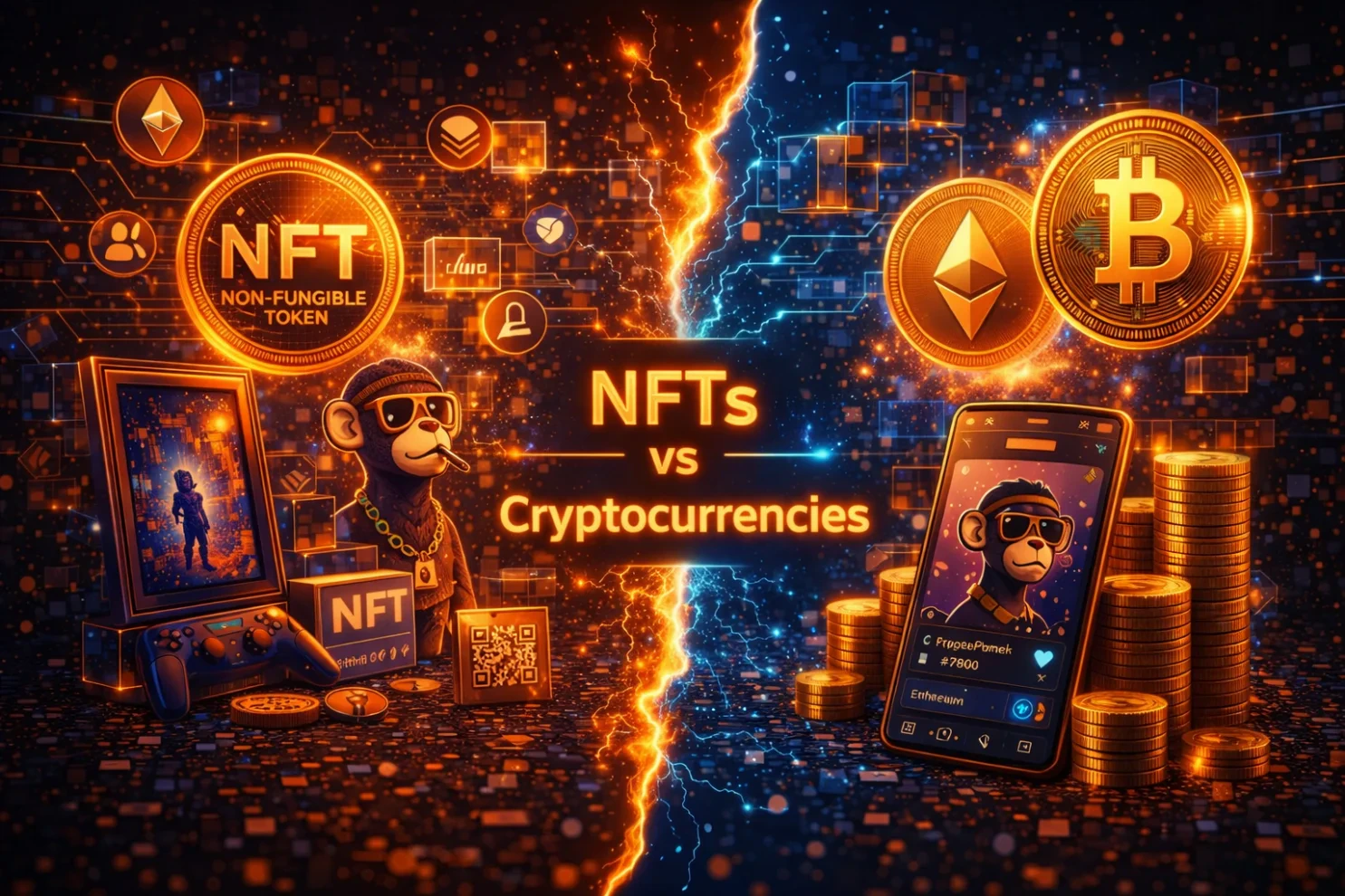 NFT vs. cryptomonnaies