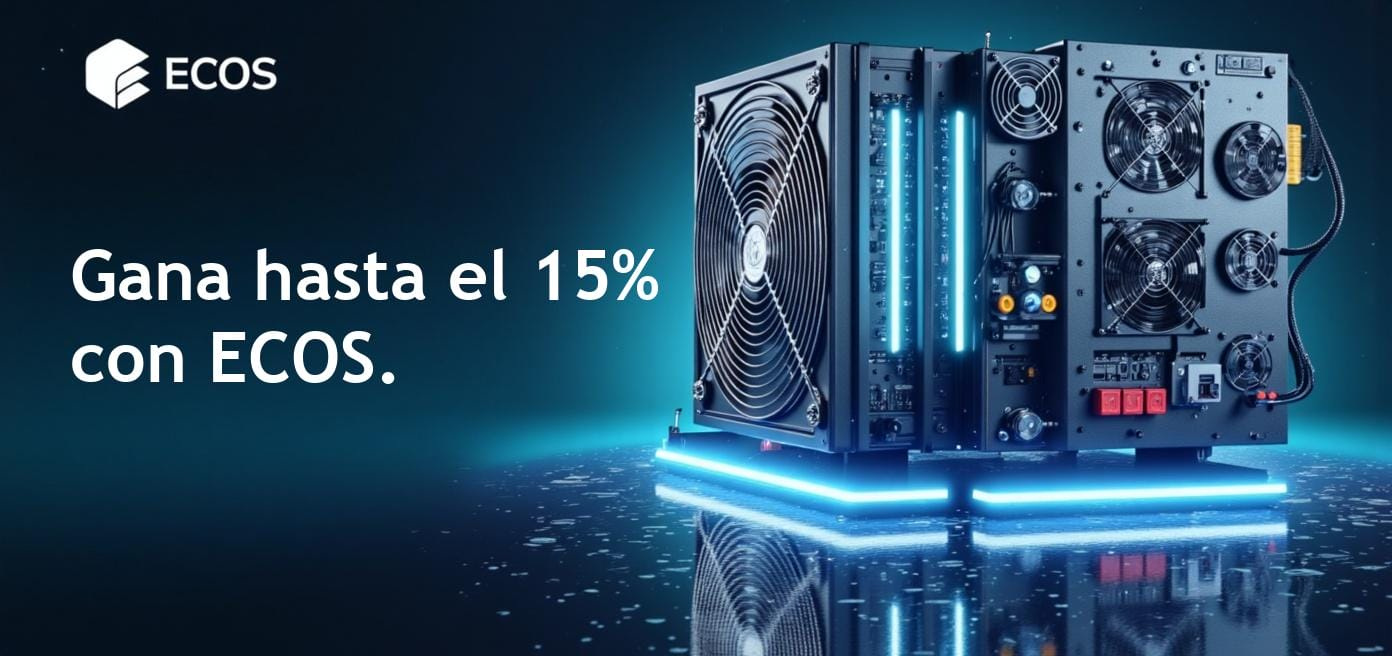 Programa de afiliados de ECOS para ganar hasta un 15% por cada venta en minería en la nube.
