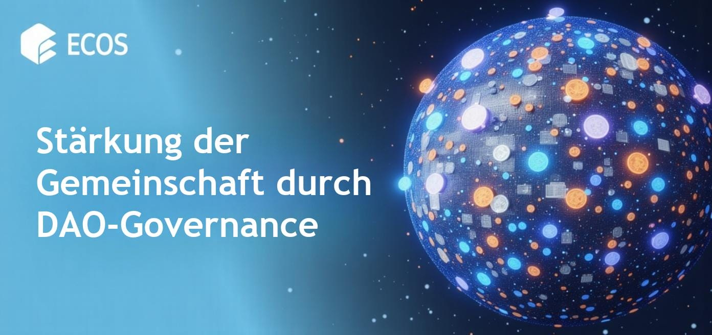 Eine visuelle Darstellung von dezentraler Governance mit einer vielfältigen Gemeinschaft, die an Abstimmungs- und Entscheidungsprozessen beteiligt ist.