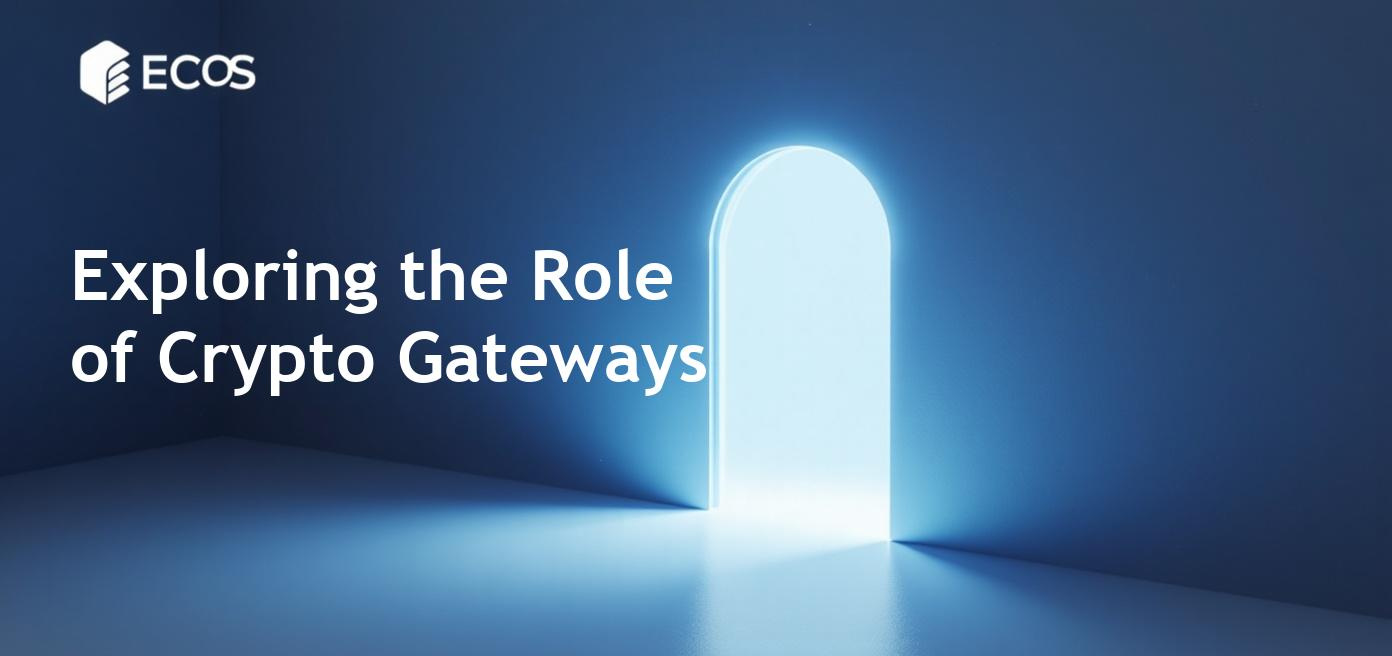 Conceptual illustration of a crypto gateway facilitating transactions between fiat and cryptocurrency.
