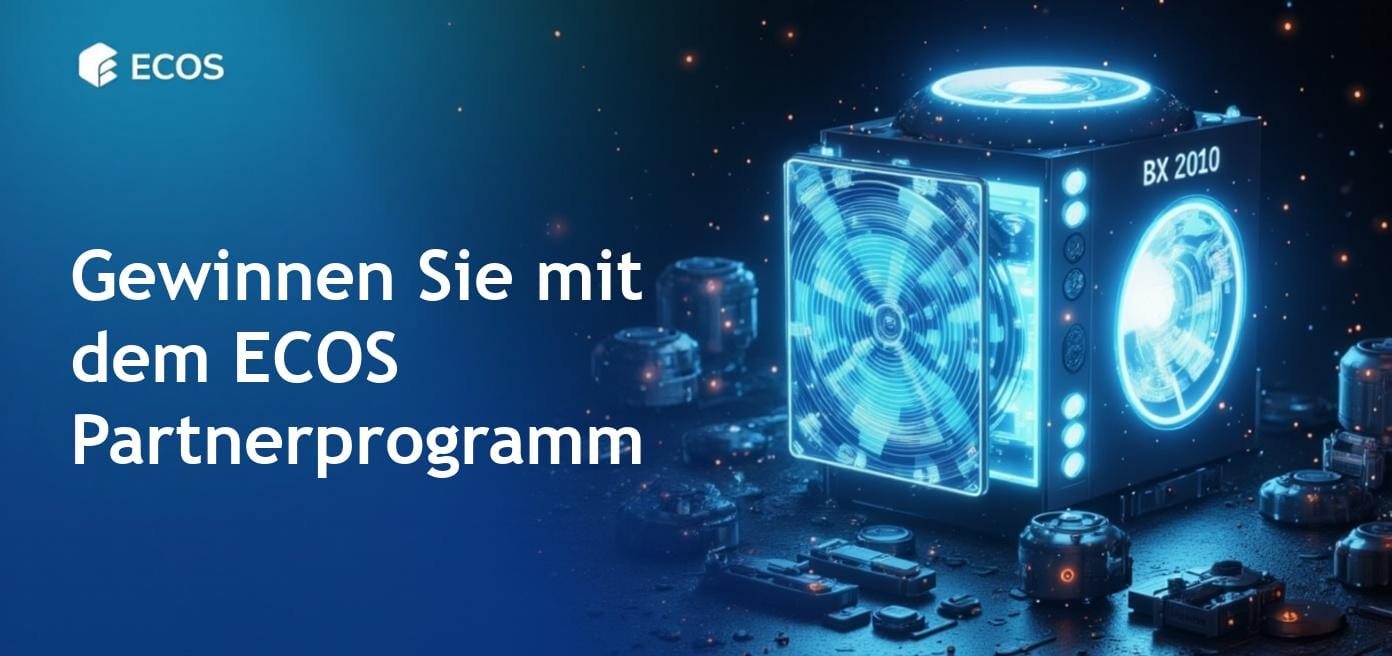 Partnerprogramm von ECOS für Cloud-Mining, das hohe Provisionen für jeden Verkauf bietet.